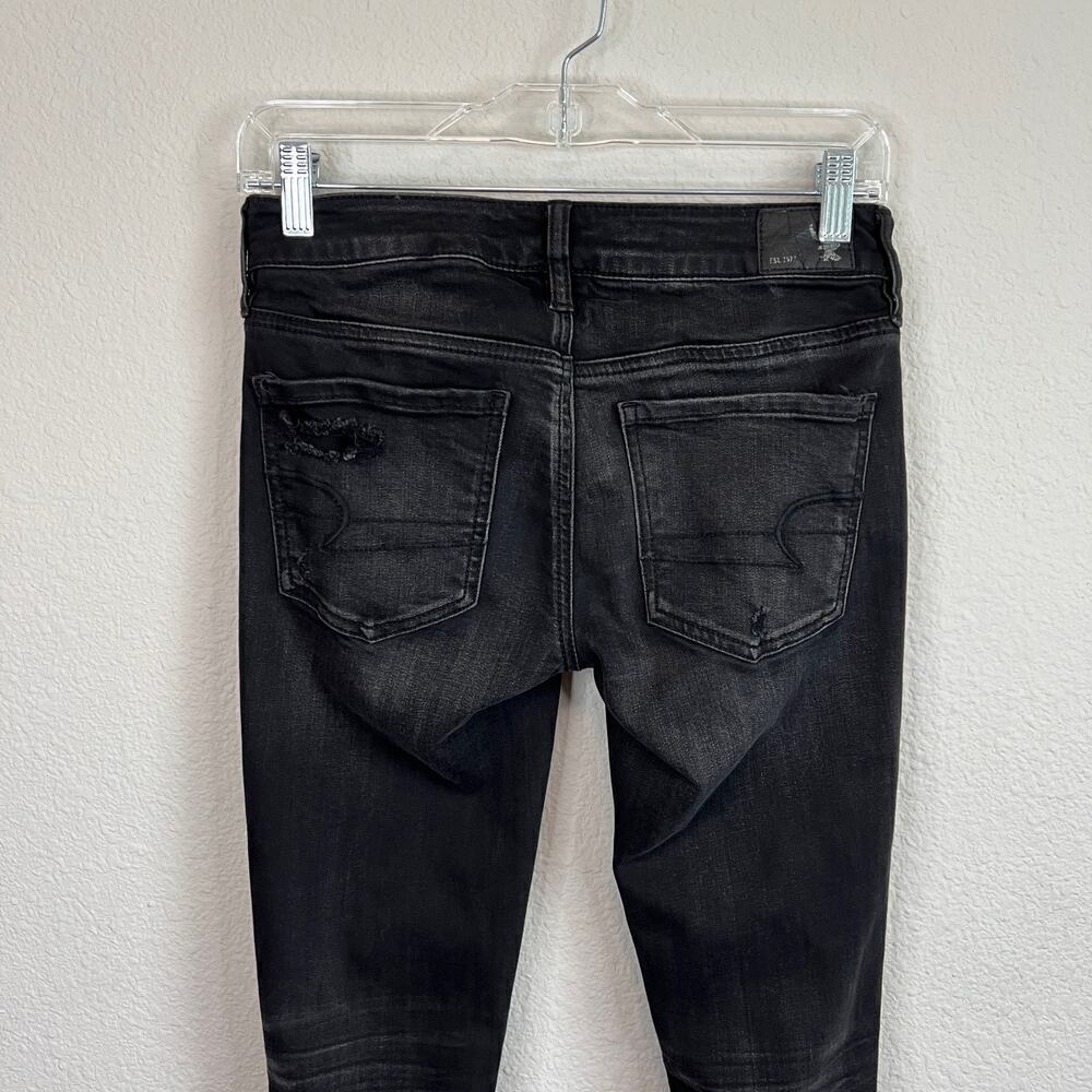 American Eagle Jegging Women's 2 Reg Black Skinny Low Rise AEO Denim X Stretch - Picture 4 of 7